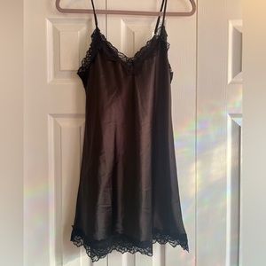 Shein black lace detail slip dress!